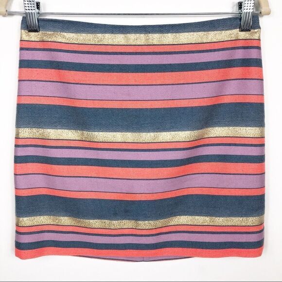 J. Crew Metallic Striped Mini-Skirt, size 0 - Picture 1 of 5
